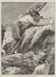 Landwirtschaftliche Szenen, September, Strohdächer